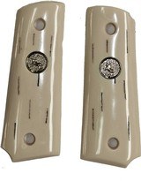 Colt 1911 Officers Model Ivory-Like "Barked" Grips With Medallions - 1 of 1
