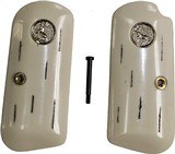 Colt 1903 & Colt 1908 Pocket Hammerless Ivory-Like "Barked" Grips With Medallions - 1 of 1