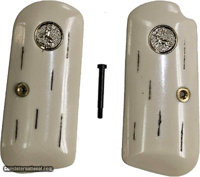 Colt 1903 & Colt 1908 Pocket Hammerless Ivory-Like "Barked" Grips With Medallions