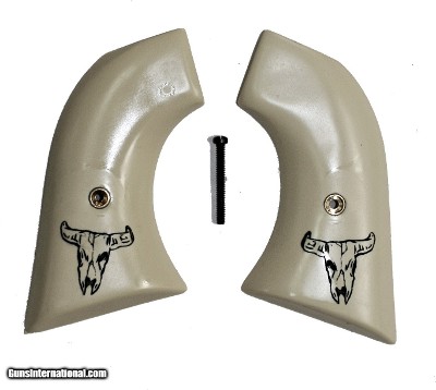 Hawes Western Marshall Ivory-Like Grips, Bison Skull