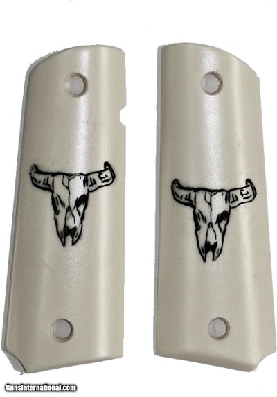 Colt 1911 Ivory-Like Grips, Bison Skull