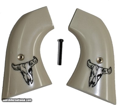 Pietta 1873 SA Revolver Ivory-Like Grips With Bison Skull