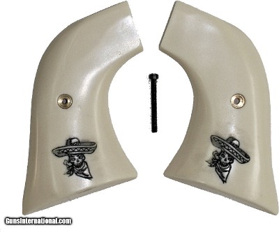 Ruger Wrangler Ivory-Like Grips With Skull & Sombrero
