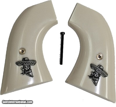 EMF1873 SA Great Western II Revolver Ivory-Like Grips, Skull & Sombrero