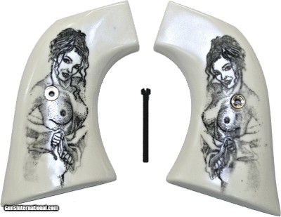 Ruger Vaquero XR3-Red Ivory-Like Grips, With Naked Lady