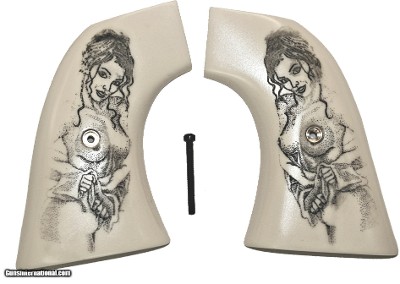 Virginian Dragoon Ivory-Like Grips With Naked Lady