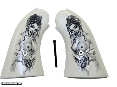 Remington 1858 Uberti Ivory-Like Grips With Naked Lady