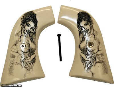 Ruger Super Blackhawk Ivory-Like Grips with Naked Lady