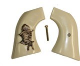 Ruger Wrangler Ivory-Like Grips, Antiqued Relief Carved Wrangler Cowboy - 1 of 5