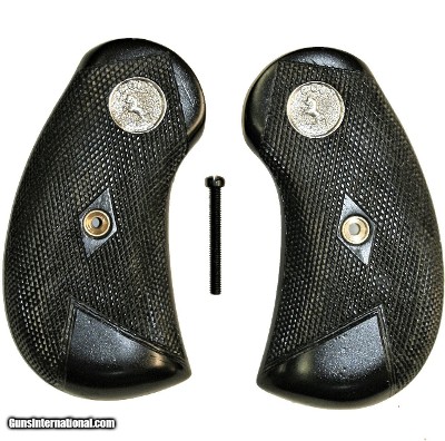 Colt 1878 Frontier DA Revolver Grips, Black With Medallions