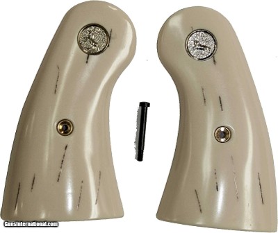 Colt 1917 New Service & 1909 Revolver Ivory-Like "Barked" Grips, Medallions