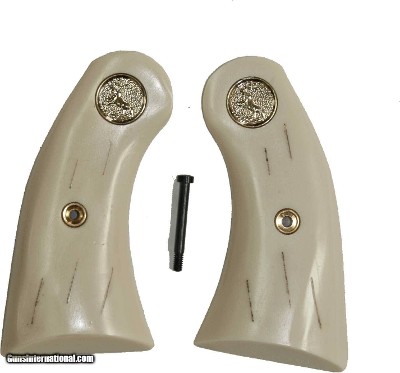 Colt Police Positive Ivory-Like "Barked" Grips With Medallions