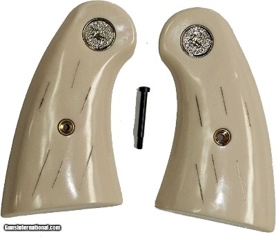 Colt Python Small Panel Ivory-Like "Barked" Grips With Medallions