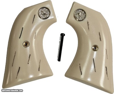 Colt SAA, Oversize "Barked" Ivory-Like Grips With Medallions, 1st & 2nd Gen