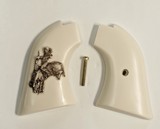 Heritage Rough Rider .22 Revolver Ivory-Like Grips, Antiqued Cowboy on Wild Horse