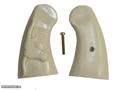 Colt 1917 New Service or Colt 1909 Revolver Ivory-Like Grips With Steer