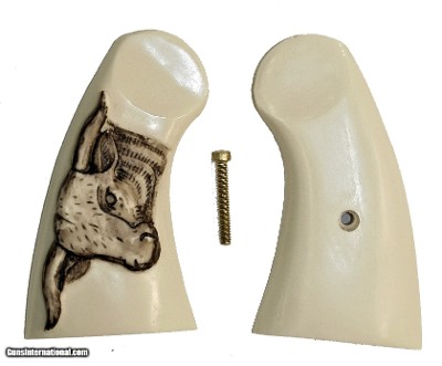 Colt 1917 New Service or Colt 1909 Revolver Ivory-Like Grips, Antiqued Steer