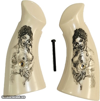 Smith & Wesson K & L Frame Ivory-Like Grips With Naked Lady