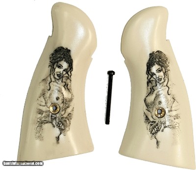 Smith & Wesson N Frame Ivory-Like Grips With Naked Lady