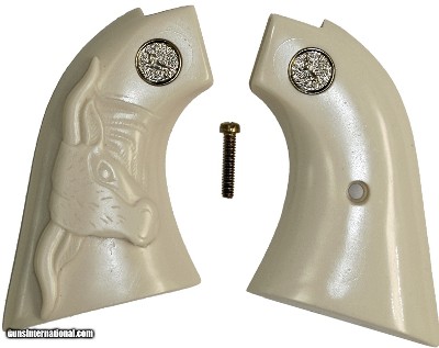 Colt Scout & Frontier Ivory-Like Grips With Steer & Medallions