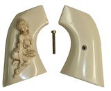 Pietta 1873 SA Revolver Ivory-Like Grips, Antiqued Relief Carved Nude