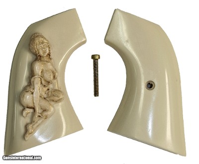 Heritage Rough Rider Large Bore Ivory-Like Grips, Antiqued Relief Carved Nude