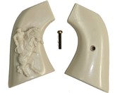 EMF1873 SA Great Western II Revolver Ivory-Like Grips, Relief Carved Cowboy - 1 of 1