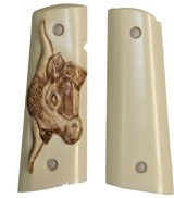 Colt 1911 Ivory-Like Grips With Antiqued Relief Carved Long Horn - 1 of 1