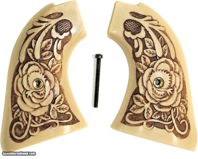 Colt Scout & Frontier SA Ivory-Like Grips, Antiqued Relief Carved Rose