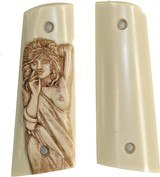 Colt 1911 Ivory-Like Grips, With Antiqued Relief Carved Semi-Nude - 1 of 1