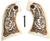 Hawes Western Marshall Ivory-Like Grips, Antiqued Relief Carved Rose - 1 of 1