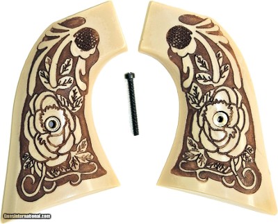 Uberti Old Model P 1873 Ivory-Like Grips With Antiqued Relief Carved Rose