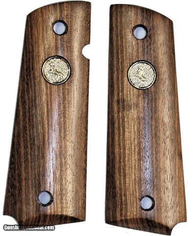 Colt 1911 Grips, Goncalo Alves, Smooth, Oil Finish, With Medallions