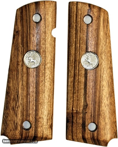 Colt 1911 Grips, Goncalo Alves, Smooth, Oil Finish, With Medallions