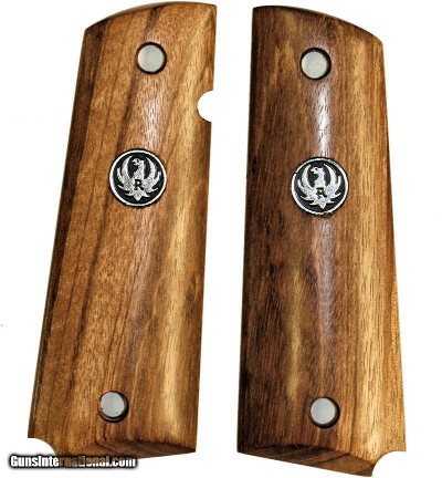 Ruger SR1911 Goncalo Alves Wood Grips, Smooth, Medallions