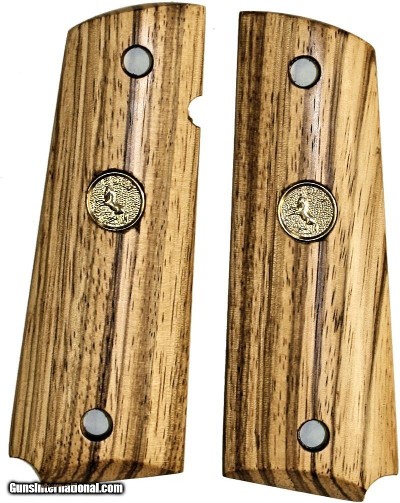 Colt 1911 Grips, Zebrawood, Smooth, Oil Finish With Medallions