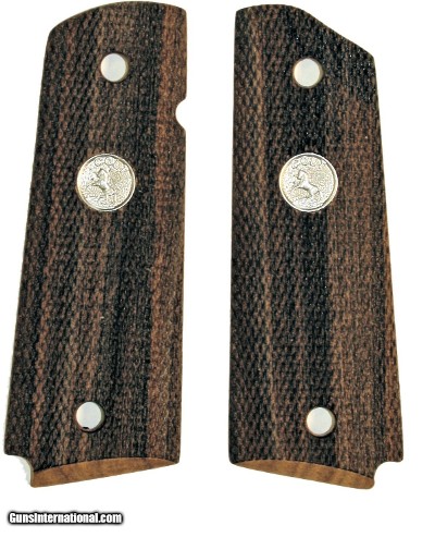 Colt 1911 Claro Walnut Grips, Full Checkered With Medallions