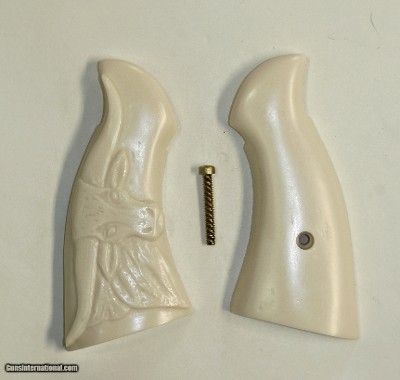 Smith & Wesson K & L Frame Ivory-Like Grips, Relief Carved Steer