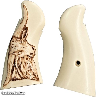 Smith & Wesson N Frame Ivory-Like Grips, Antiqued Relief Carved Steer
