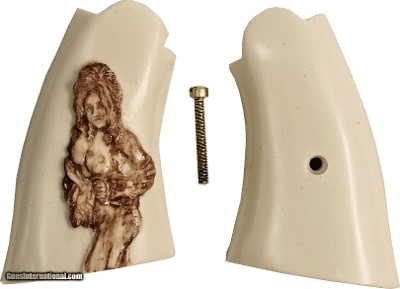 Smith & Wesson N Frame Service Style Ivory-Like Grips, Antiqued Relief Carved Nude