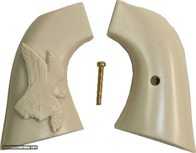 EMF1873 SA Great Western II Revolver Ivory-Like Grips, Relief Carved American Eagle