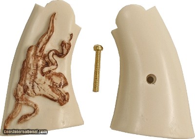 Smith & Wesson N Frame Ivory-Like Grips, Antiqued Steer & Snake