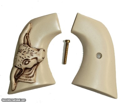 Colt SAA Ivory-Like Grips, 1st & 2nd Gen, Antiqued Relief Carved Steer