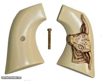 Colt SAA Ivory-Like Grips, 1st & 2nd Gen, Antiqued Relief Carved Steer