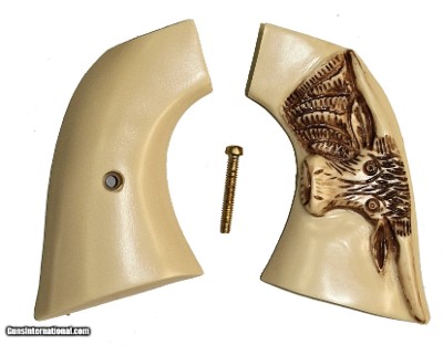 Colt SAA Ivory-Like Grips, 1st & 2nd Gen, Antiqued Relief Carved Longhorn