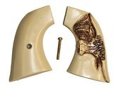 Colt SAA Ivory-Like Grips, 1st & 2nd Gen, Antiqued Relief Carved Longhorn - 1 of 1