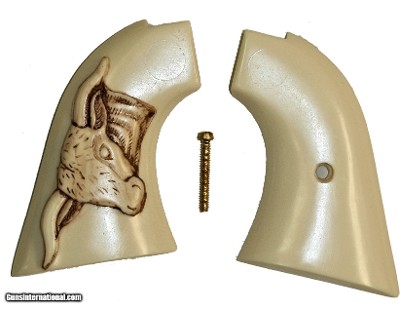 Colt Scout & Frontier Ivory-Like Grips With Antiqued Relief Carved Steer