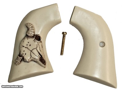 Ruger Vaquero XR3-Red Ivory-Like Grips, Antiqued Relief Carved Bison Skull