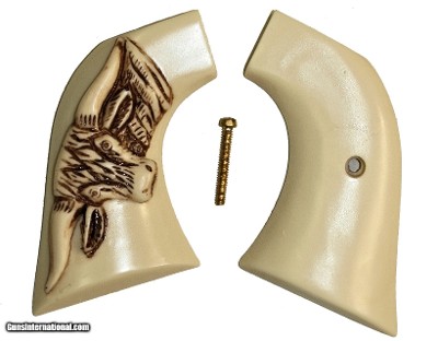 Ruger Vaquero XR3-Red Ivory-Like Grips, Antiqued Relief Carved Steer