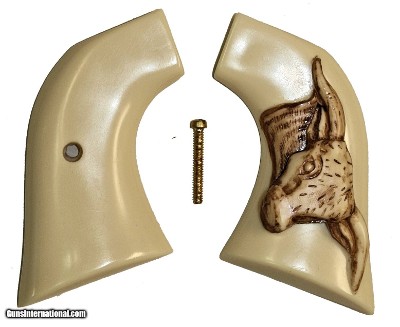 Ruger Vaquero XR3-Red Ivory-Like Grips, Antiqued Relief Carved Steer